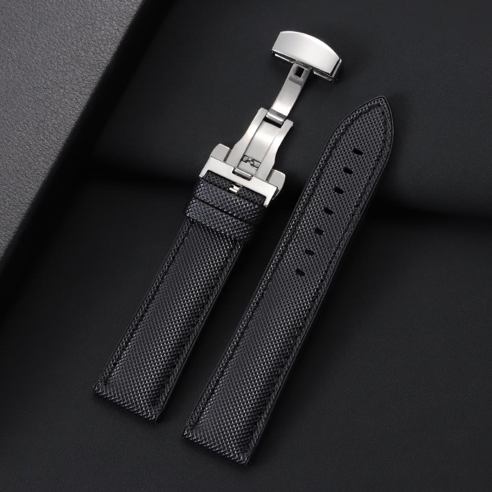20mm 22mm 24mm Segelduk Nylon Klockarmband för IWC för Omega för Seiko Affärsfjärilsspänne Vattentät Herr Dam Klockband
