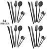 24Pcs Gold Tableware Set Stainless Steel Flatware Dinner Knife Forks Spoon Chopsticks Cutlery Set Kitchen Wedding Dinnerware Set