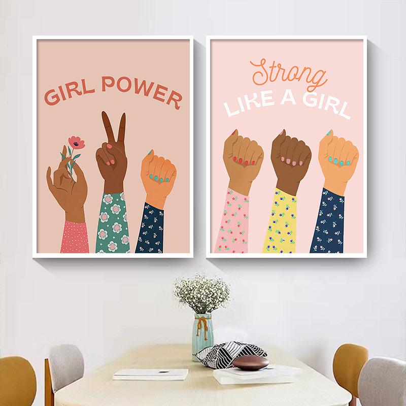 Poster e stampe femministe Girl Power Empowered Equality Nordic Wall Art Canvas Painting Immagini murali per l'arredamento del soggiorno