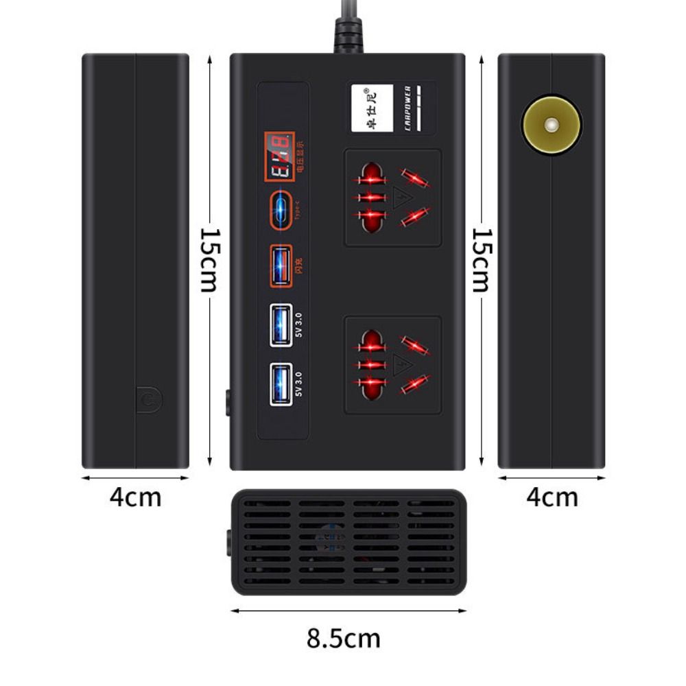 Portable Universal Car Inverter High Power 12V/24V To 220V Power Adapter Multifunction Digital Display Car Converter
