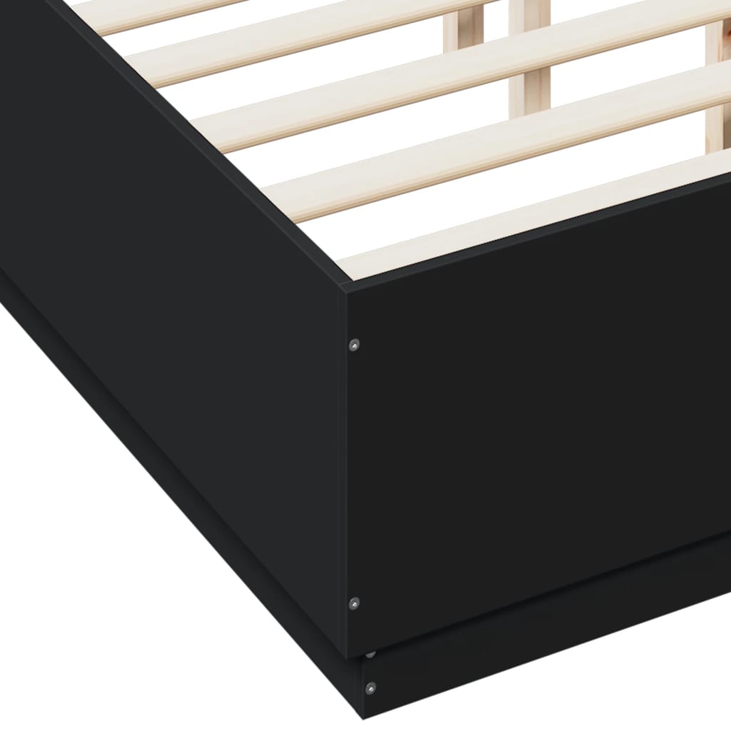 Bed Frame Black 135x190 cm Engineered Wood