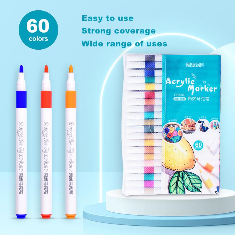 12-80 Colors Acrylic Paint Art Marker Pens DIY Hand Drawn Painting Drawing for Glass Fabric Card Ceramic Stone Mug Clothes Shoes