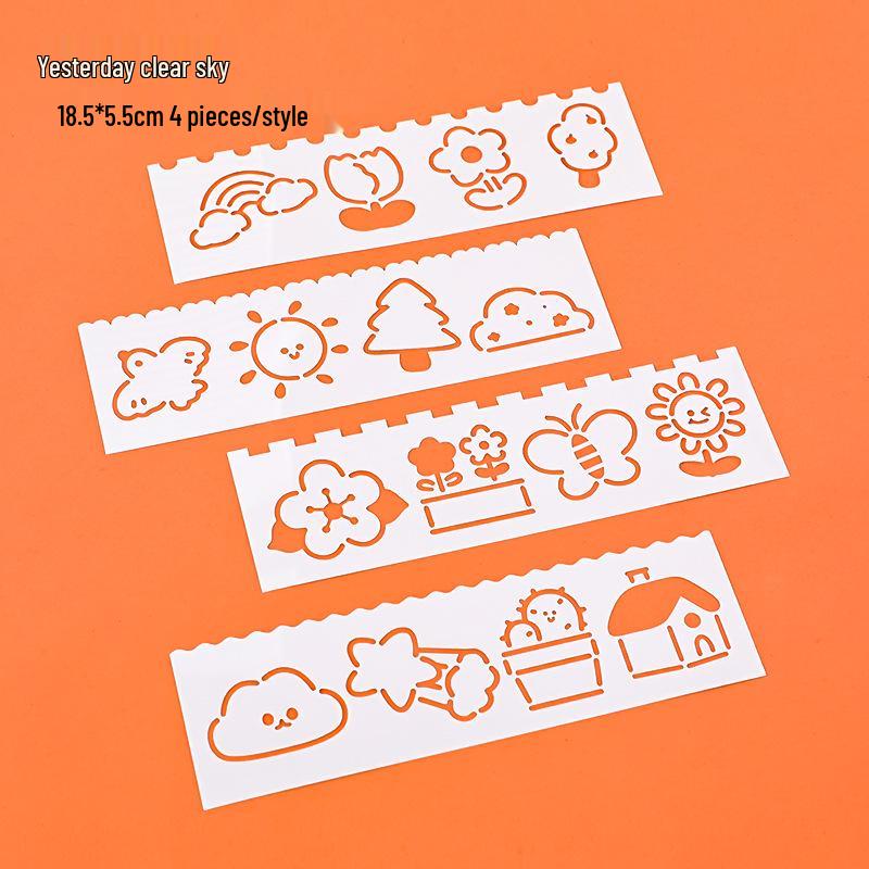 Hand-Painted Cartoon Ruler: Art Template for Student Drawing, DIY Crafting, and Graffiti with Lace Design.