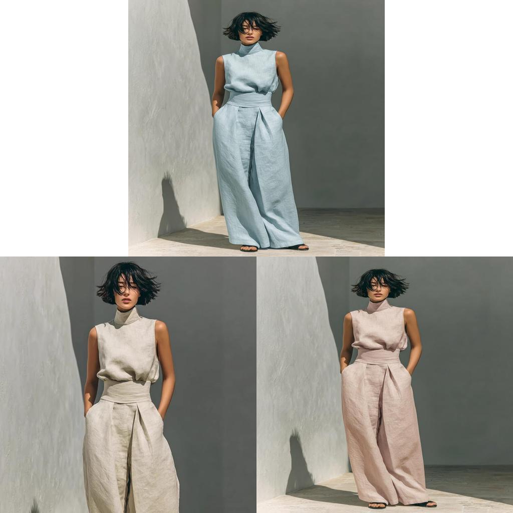 Einfarbiges ärmelloses T-Shirt für Damen aus Polyester im lässigen Sommerstil für zu Hause und die Freizeit