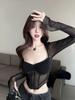 Spicy Girl European-American Retro French Slimming Top for Women