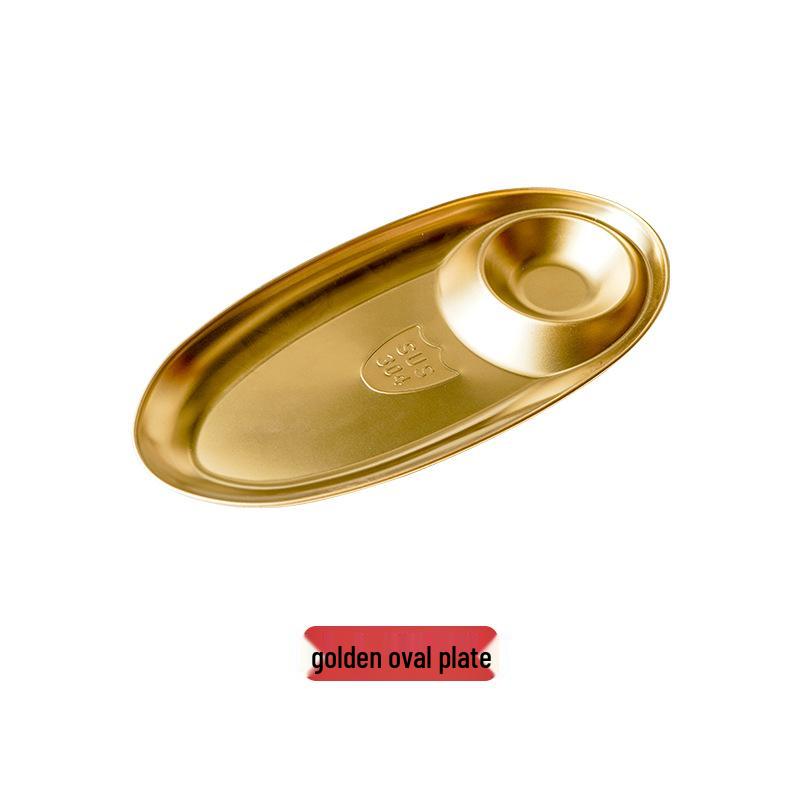 Oval 304 Stainless Steel Divided Snack and Sushi Plate for Hotel or Restaurant Use