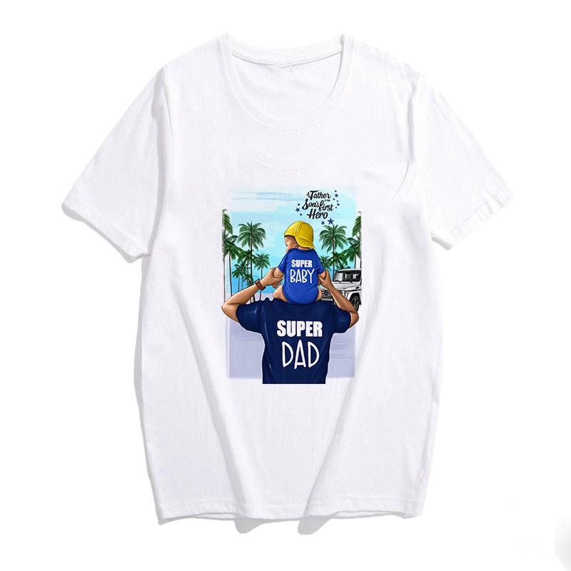 Super Mama Print Female T Shirt Son And Mom Summer Harajuku Women Clothes White Tshirt