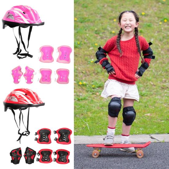 1 Set Sports Protective Gear Wear Resistant Kids Knee Hand Elbow Guards Helmet Set Sports Supply