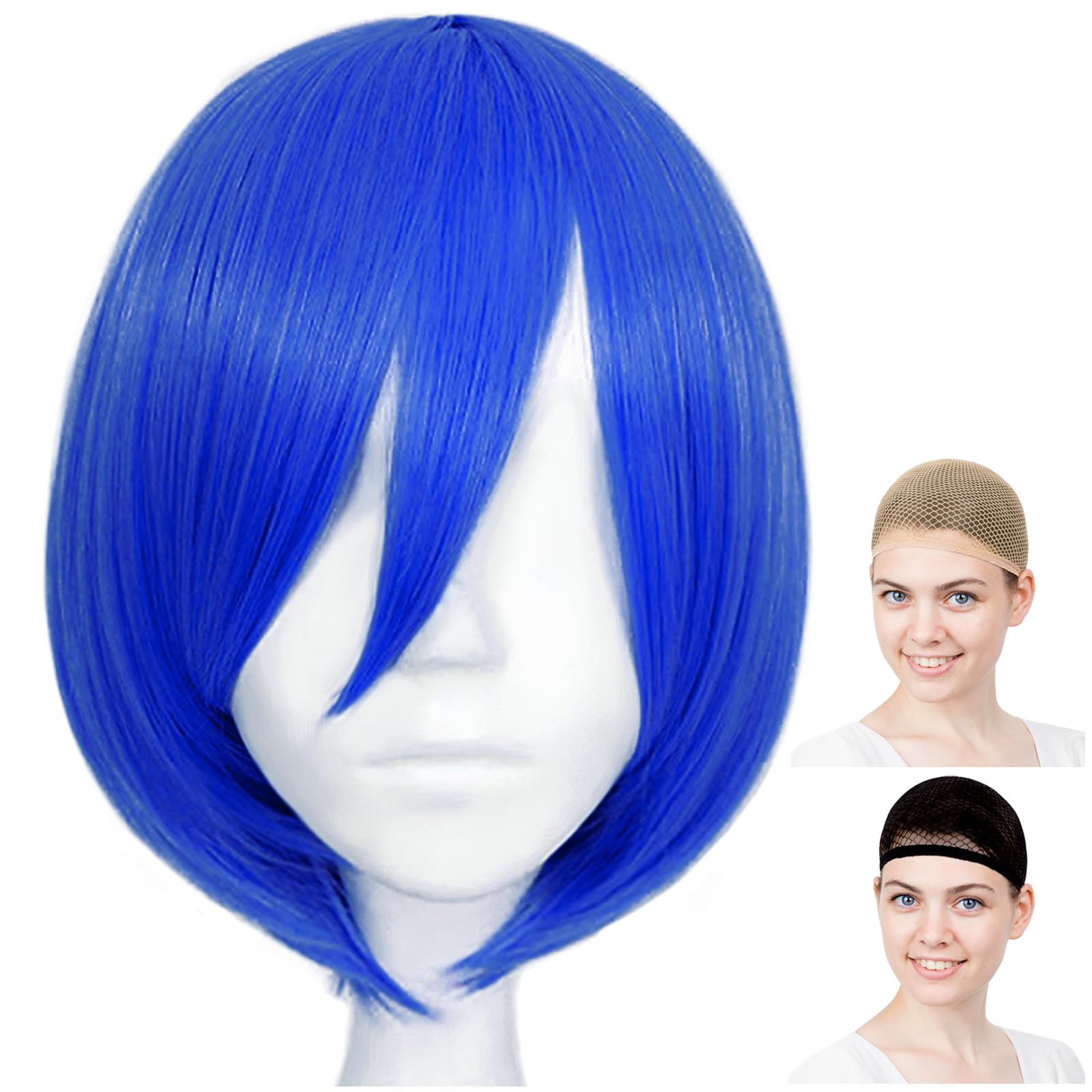 

Парик для косплея CaseEden, Премиум, Гладкие короткие волосы, Темно-синий, WIG6117