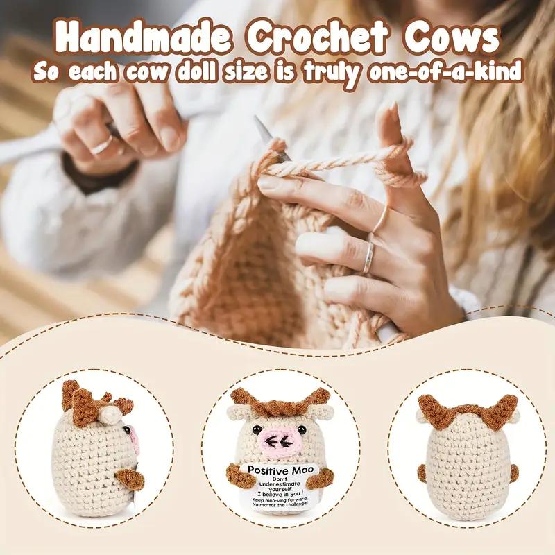 A Mini And Fun Positive Crochet Cow Gift Emotional Knitted Cow Animal Gift for Birthdays And Holidays