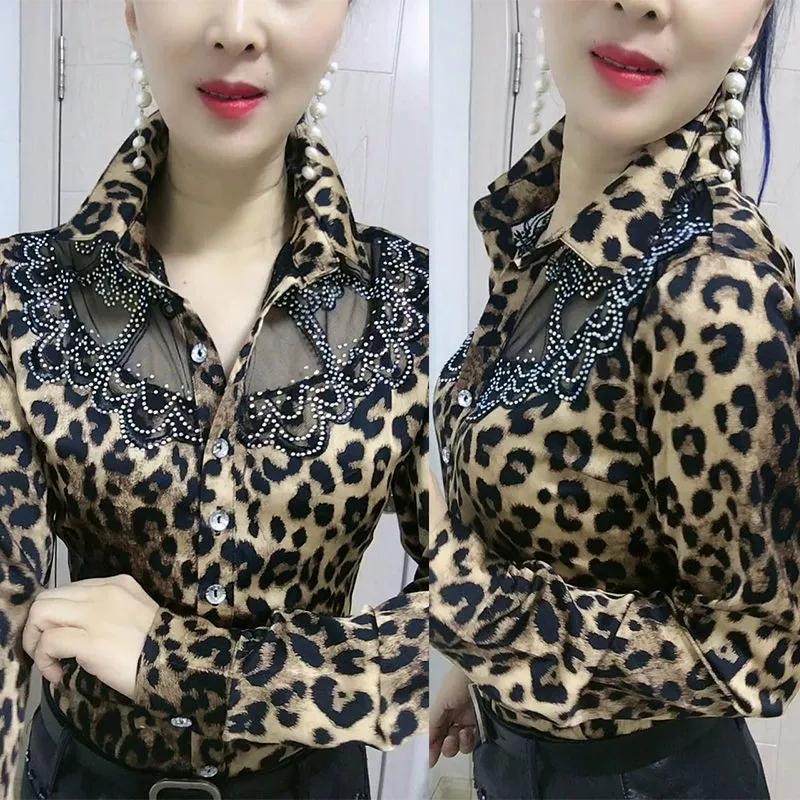 Women'S Blouse Tops Summer Lace Chiffon Shirts Lapel Stitching Printing Buttons Female Blusas Offce Lady Shirts Chemises Fleurs