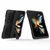 For Samsung Galaxy Z Fold4 5G Aluminium Alloy+Silicone Phone Case Shockproof Dustproof Kickstand Protective Cover with Screen Protector