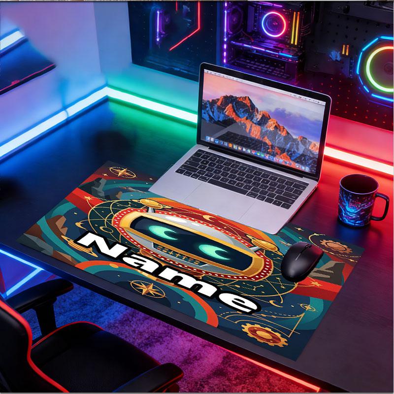 Mousepad Personalizat cu Nume și Model Cosmic Bot Crew, Covoraș pentru Birou Laptop PC, Covoraș Decorativ pentru Birou Acasă, Pad Tastatură Cadou