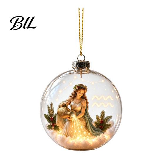 Festive Home Holiday Accents Zodiac Christmas Ornament, Twelve Sign Hanging Decoration, 2D Acrylic Decorative Ornaments for Holidays Horoscope Pendant
