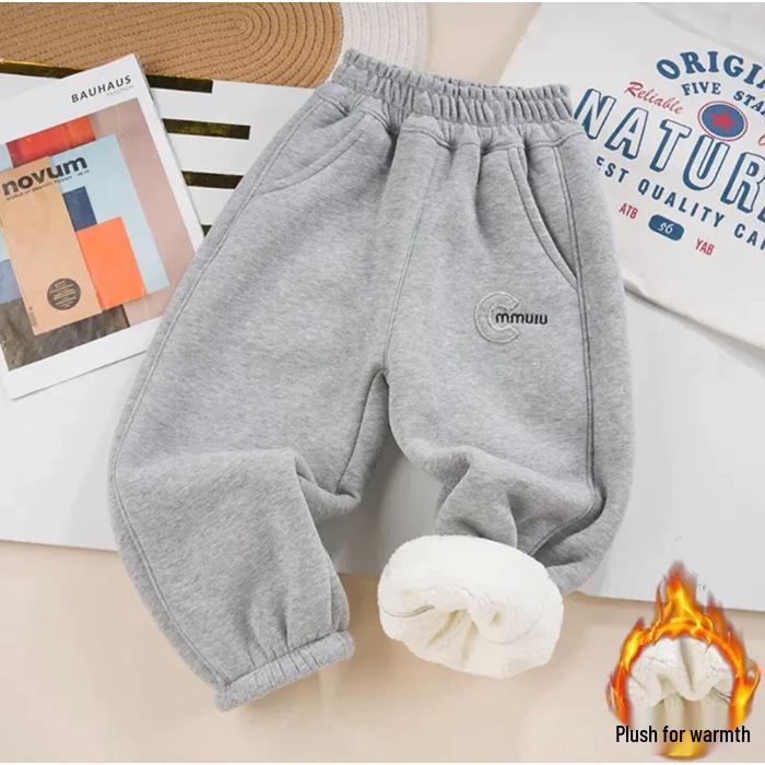 Children's Thickened Lambswool Sweatpants: Warm Fleece, Autumn/Winter Style, Unisex, for Kids