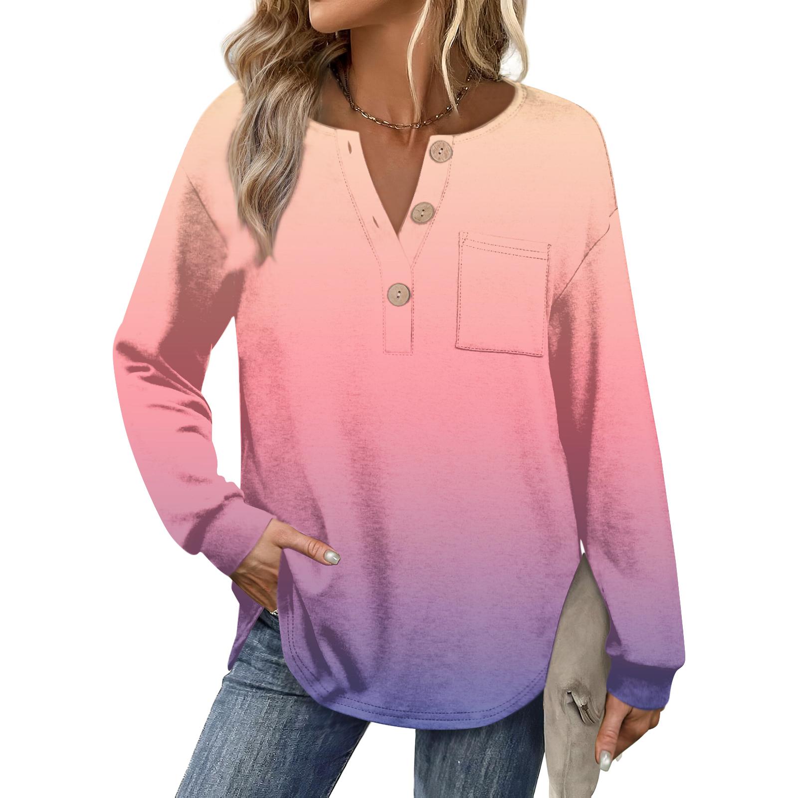 

Женский модный топ с длинными рукавами и градиентным принтом L розовый