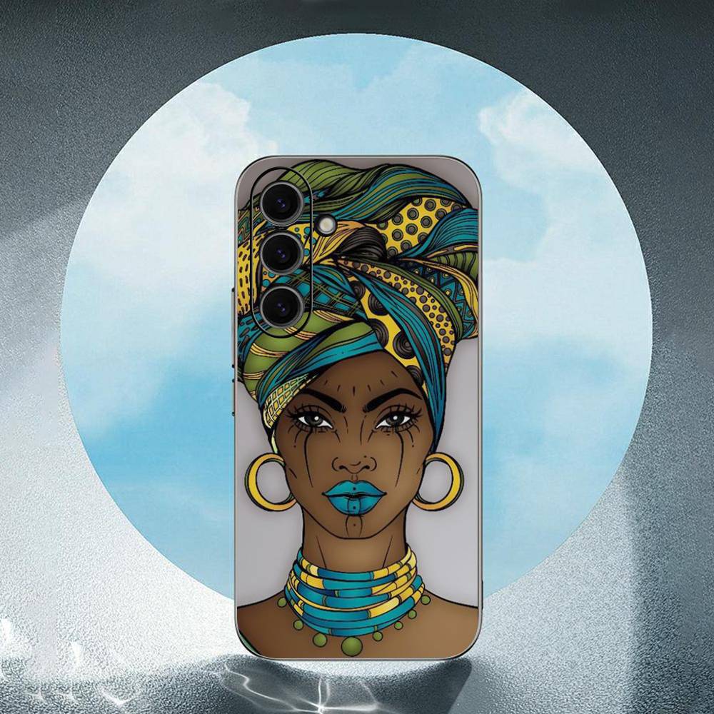 Cartoon South African Woman For Samsung Galaxy S23 S24 S25 Ultra S22 Plus S21 Black Soft Case Waterproof Soft Case