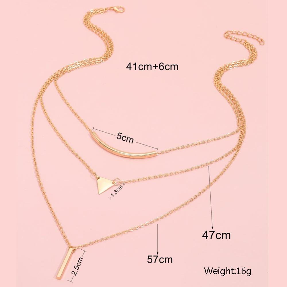 European and American new necklaces, multi-layer triangular neck chains, women's fashion metal elbow necklaces, creative stick pendants