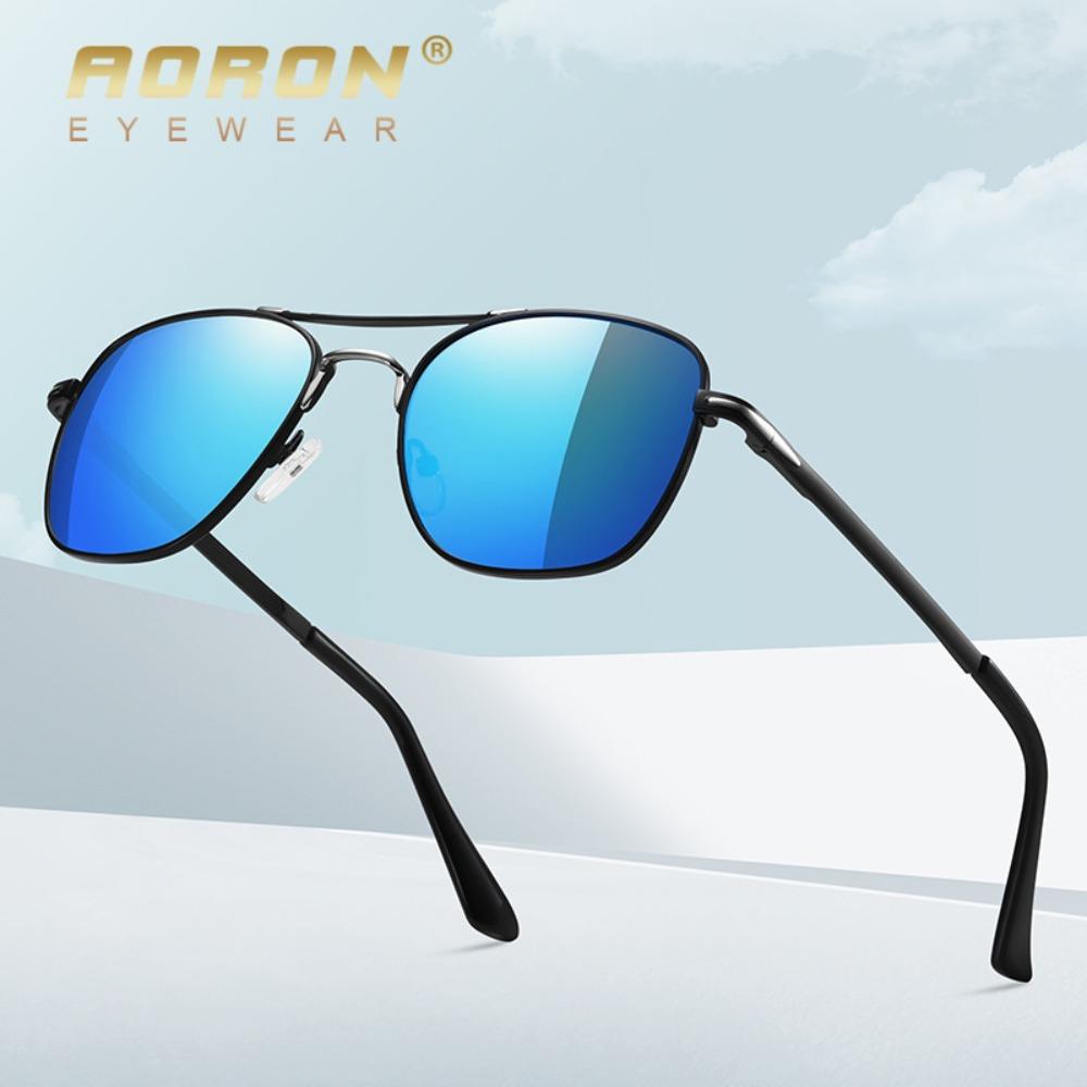 aoron Polarized Sunglasses Men's Fashion Double Beam Metal Sunglasses Outdoor Cycling Sunglasses