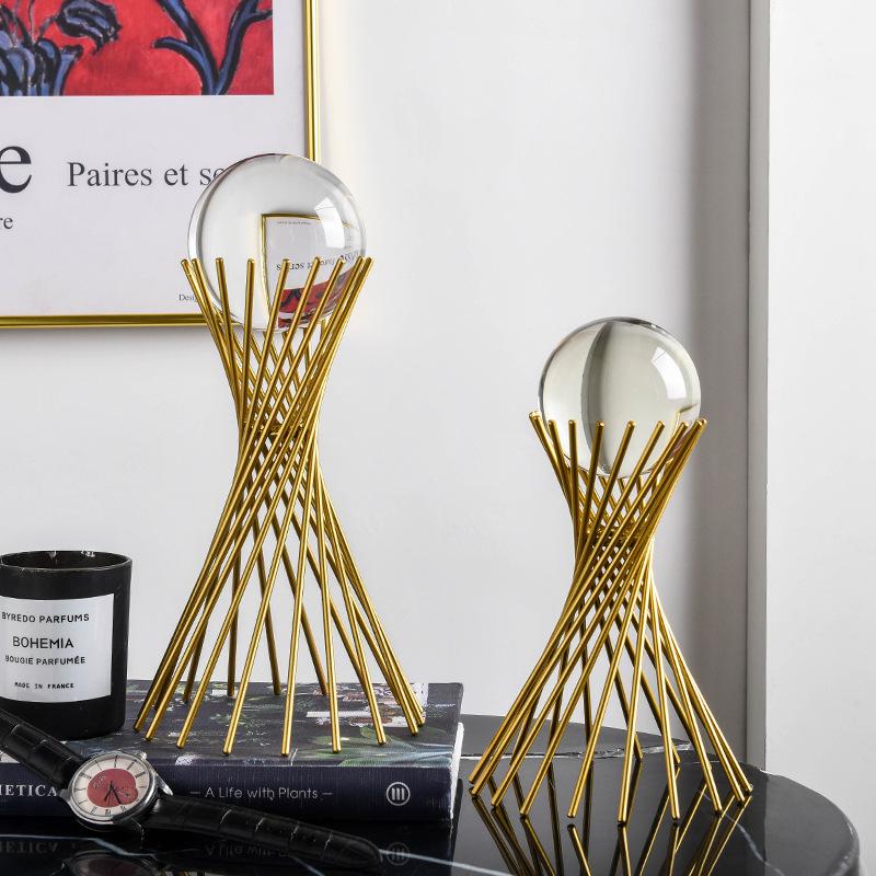 Modern Minimalist Geometric Crystal Ball Decor Iron Art Luxury Living Room Entryway TV Cabinet Home Decor