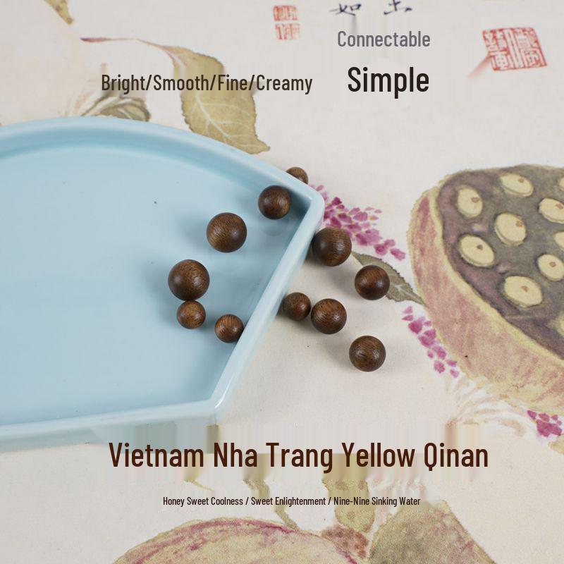 Genuine Nha Trang Yellow Qinan Agarwood Bead for DIY Incense, Prayer Bracelets, and Handmade Accessories.