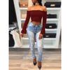 Women Summer Casual Off Shoulder Tank Top Stylish Long Sleeve Crop Top Shirt