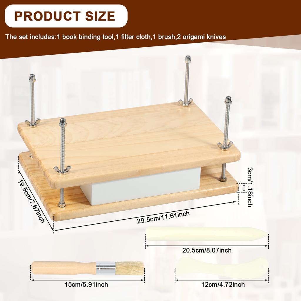 1 Pc Bamboo Wood Book Press Portable Bookbinding Press Reusable Books Press Tools Manual Book Binding for Bookbinding Supplies
