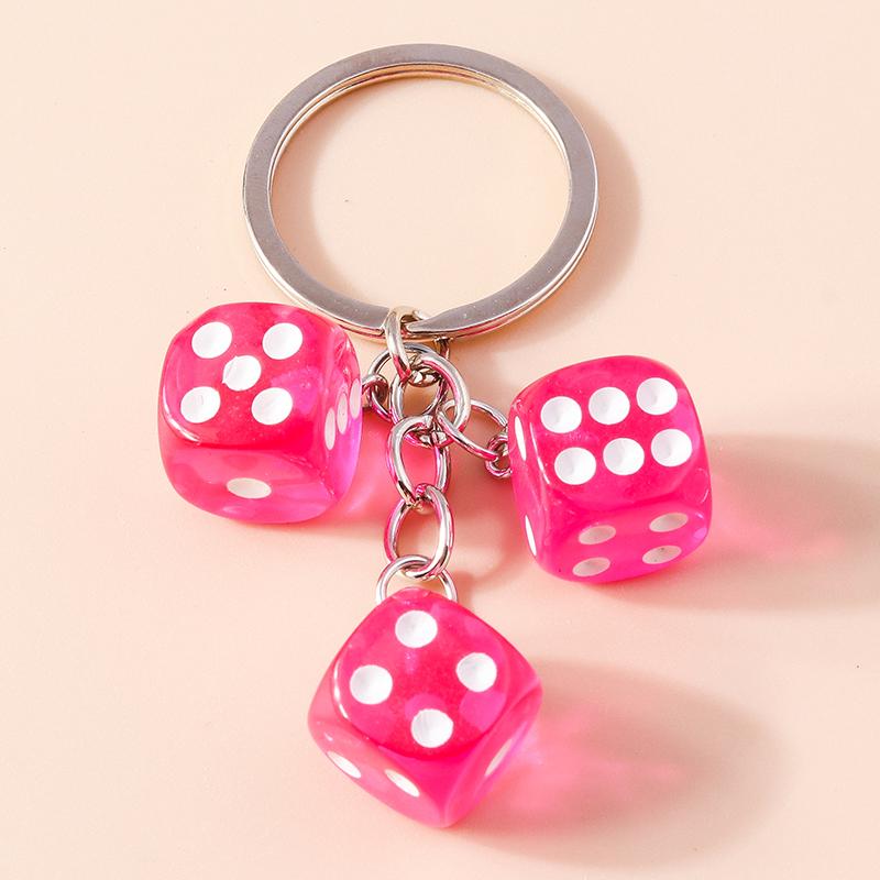 Cuet Resin Geometric Dice Keychain Keyring Pendants for Women Men Car Key Holder Handbag Pendants Charms DIY Jewelry Gifts