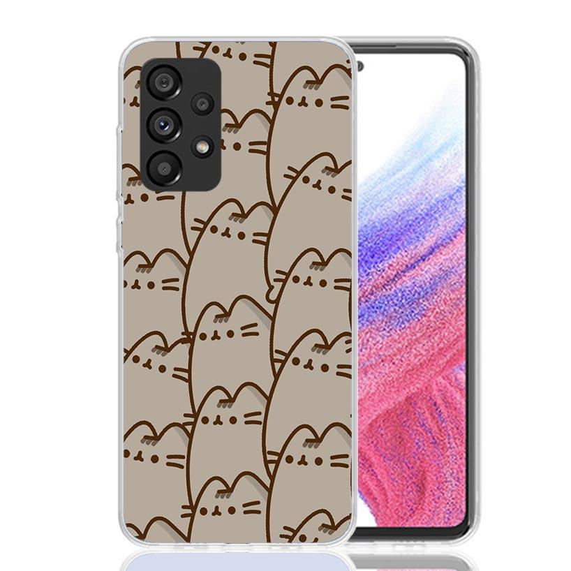 Cartoon P-Pusheen Cat Case Phone Cover for Samsung Galaxy A12 A22 A32 A42 A52 A72 A50S A51 A41 A31 A21S A40 A30S A20E A10 A70 A7