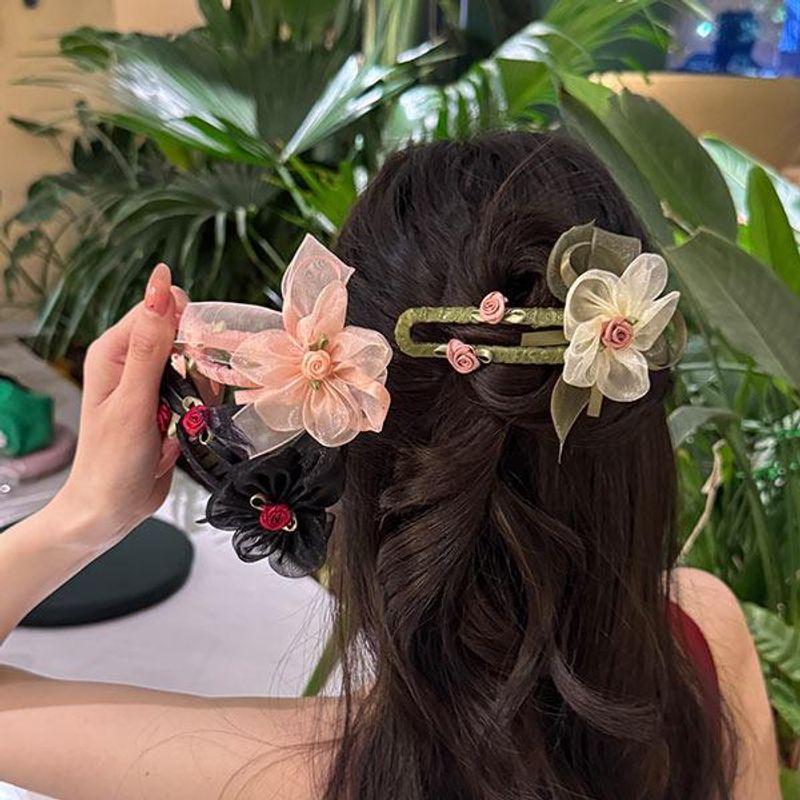1pc Super Immortal Forest Series~Flower Hair Clip New High End Style Grip Clip Temperament Shark Clip Headwear Hair Accessories