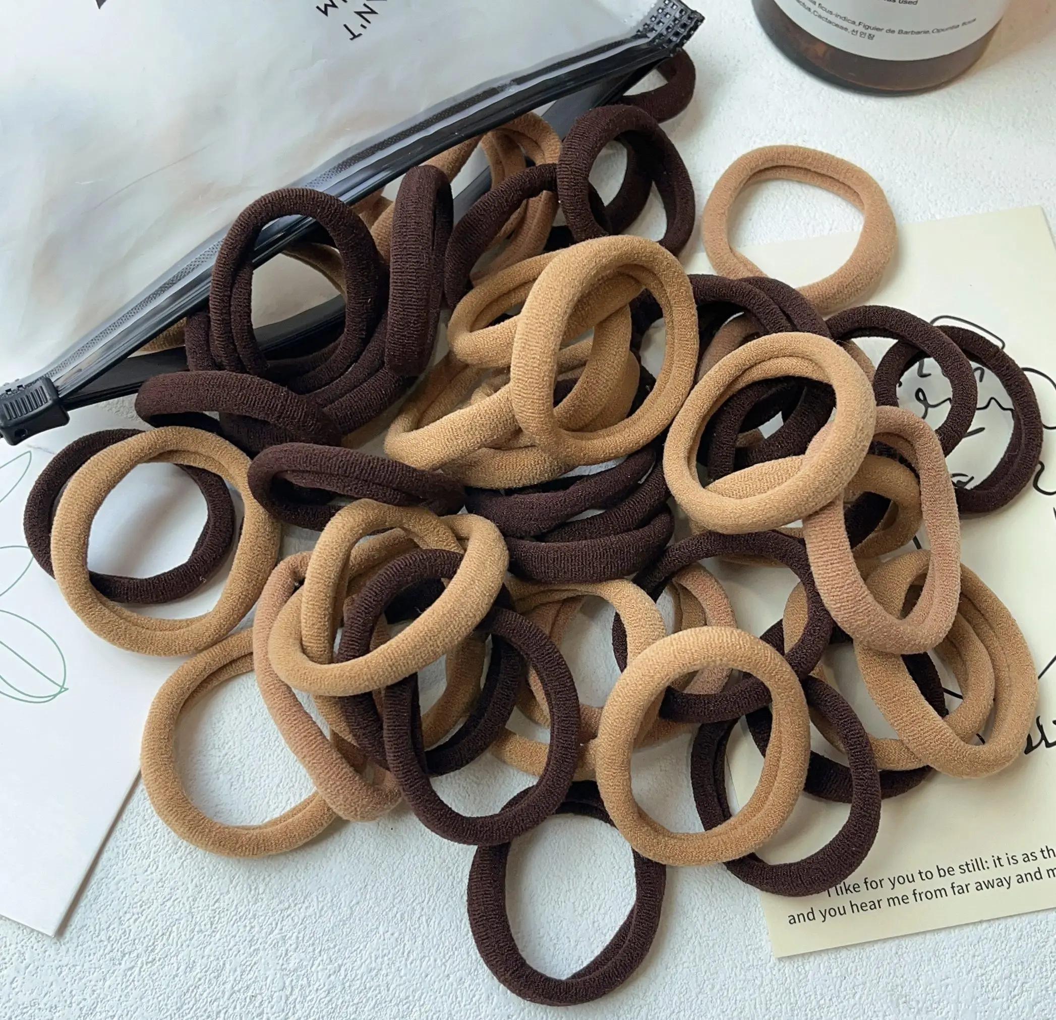 

50/100 шт. Базовые резинки для волос для девочек, смешанные цвета, Базовые резинки для волос, Эластичная повязка на голову, Простые аксессуары для волос-скранчи, Держатель для хвостика 50 Pieces