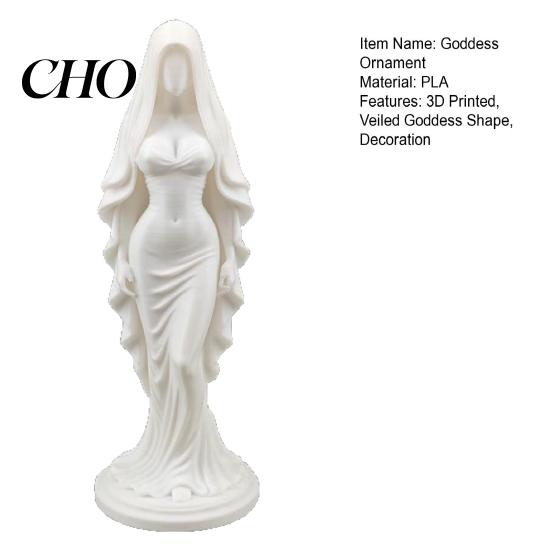 Study Room Ornament 3D Printed Veiled Goddess Statue Artistic Wearing Veil Women Figurine Sculpture Decoration for Home Office Living Desktop
