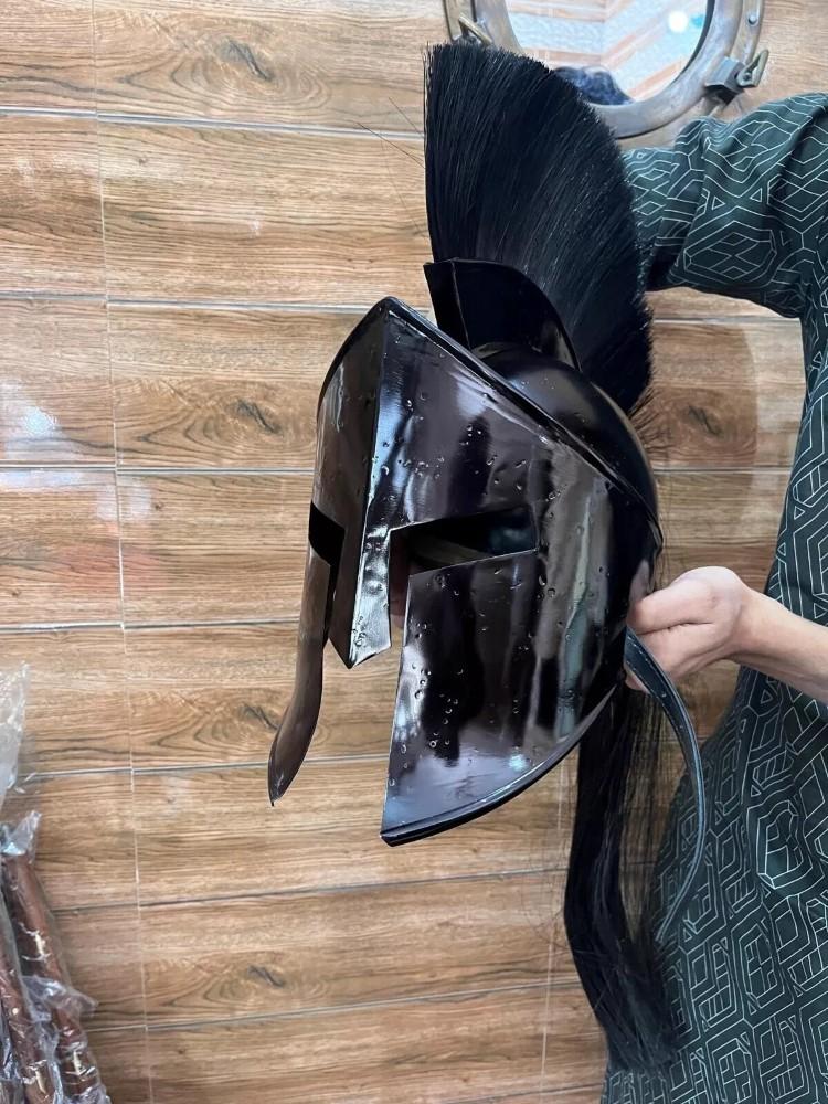 300 Nositelná spartská helma Středověký Leonidas Starověký řecký rytíř Korintská