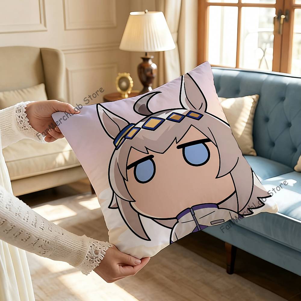 PPretty Anime DDerby OOguri CapS Cushion For Bedroom Car Coffee Shop Room and Living Room Sofa Decorative Pillow Cover Case