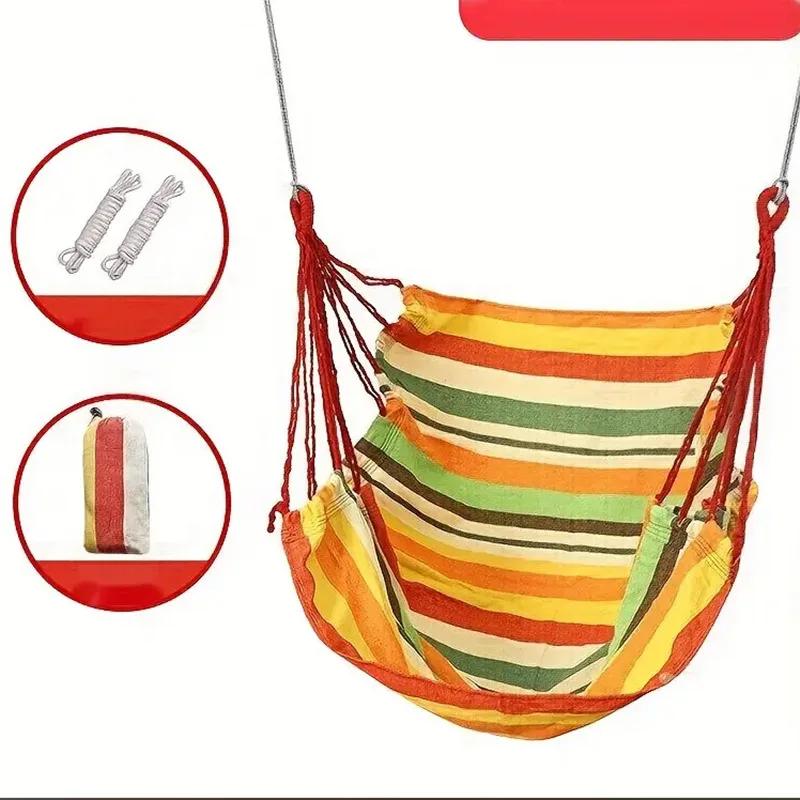 Garden Hammock Chair Soft Cotton Swing Chair Comfortable Tree Swing Chair Indoor Durable Swing Seat Collapsible for Camping
