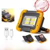 COB LED Work Light: Portable USB-Rechargeable Flashlight with Red Warning Light & Magnetic Base for Maintenance
