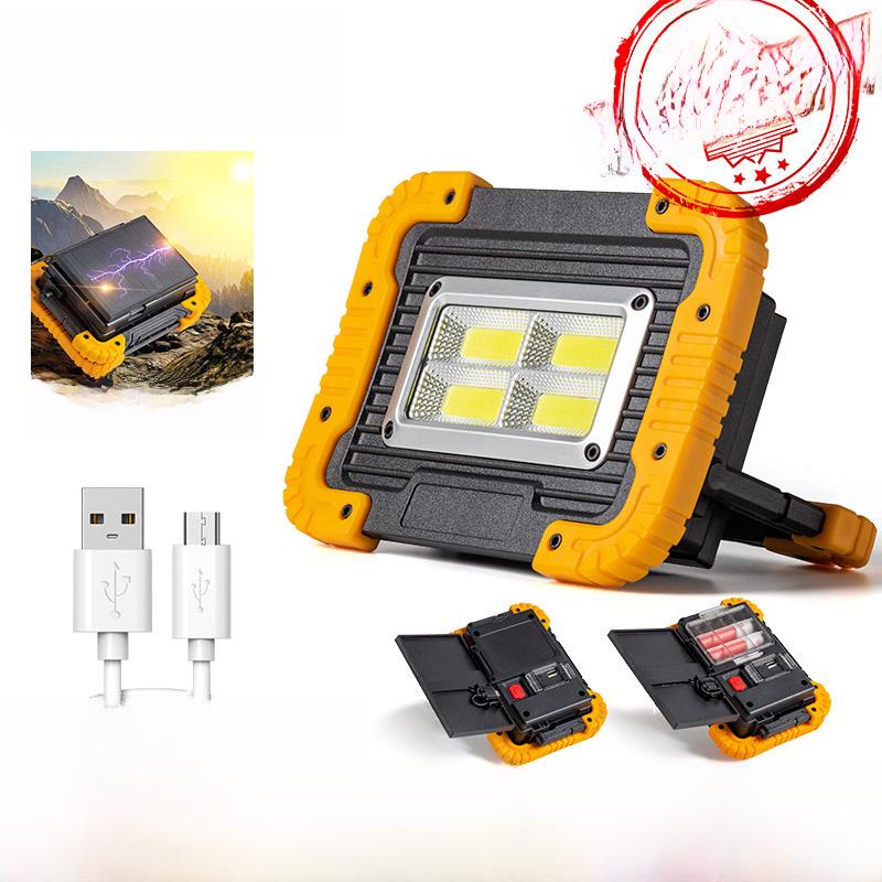 COB LED Work Light: Portable USB-Rechargeable Flashlight with Red Warning Light & Magnetic Base for Maintenance