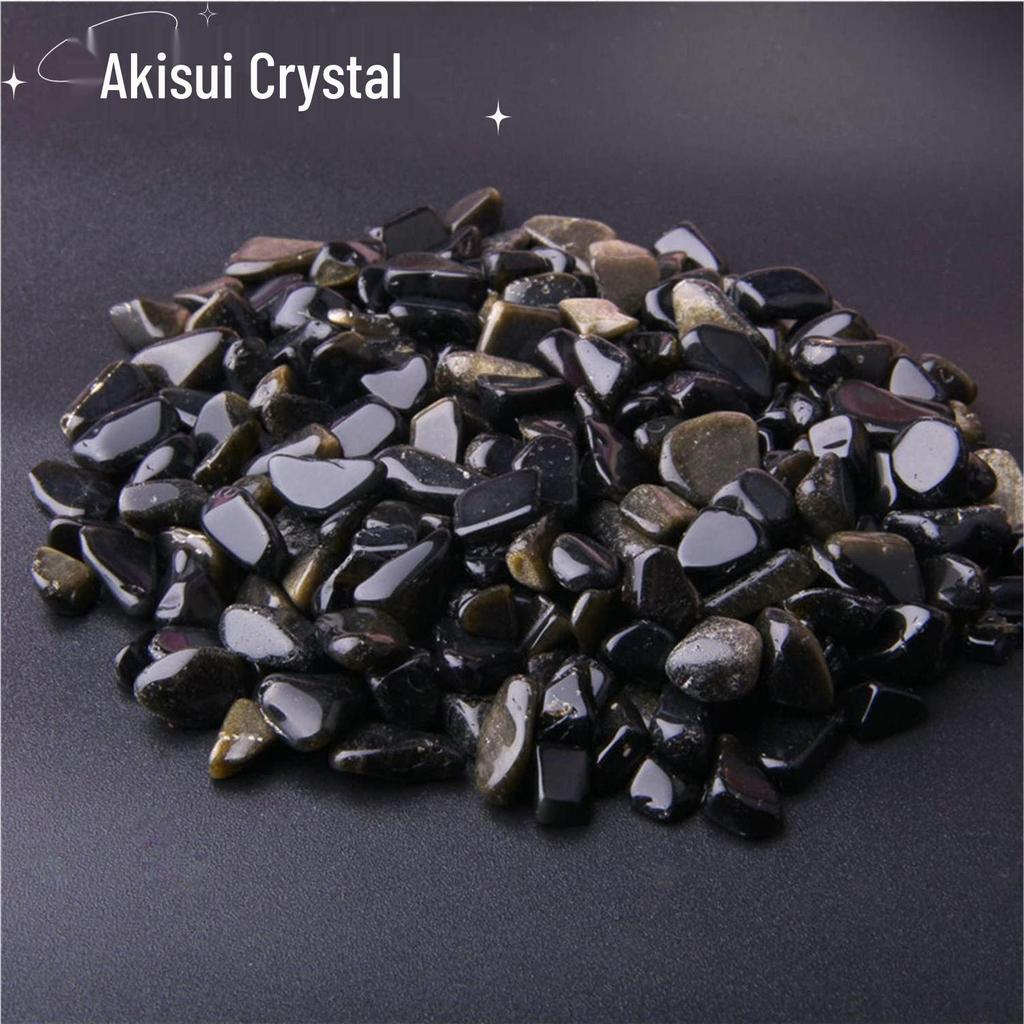Natural Gold Obsidian Stones for Aquarium, Landscape, Flower Pot Decoration, and Purification, Demagnetization Stone