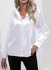 Chemise Satinée Brillante Élégante à Manches Longues pour Femme – Polyvalente pour le Printemps, l'Automne et Toutes les Saisons
