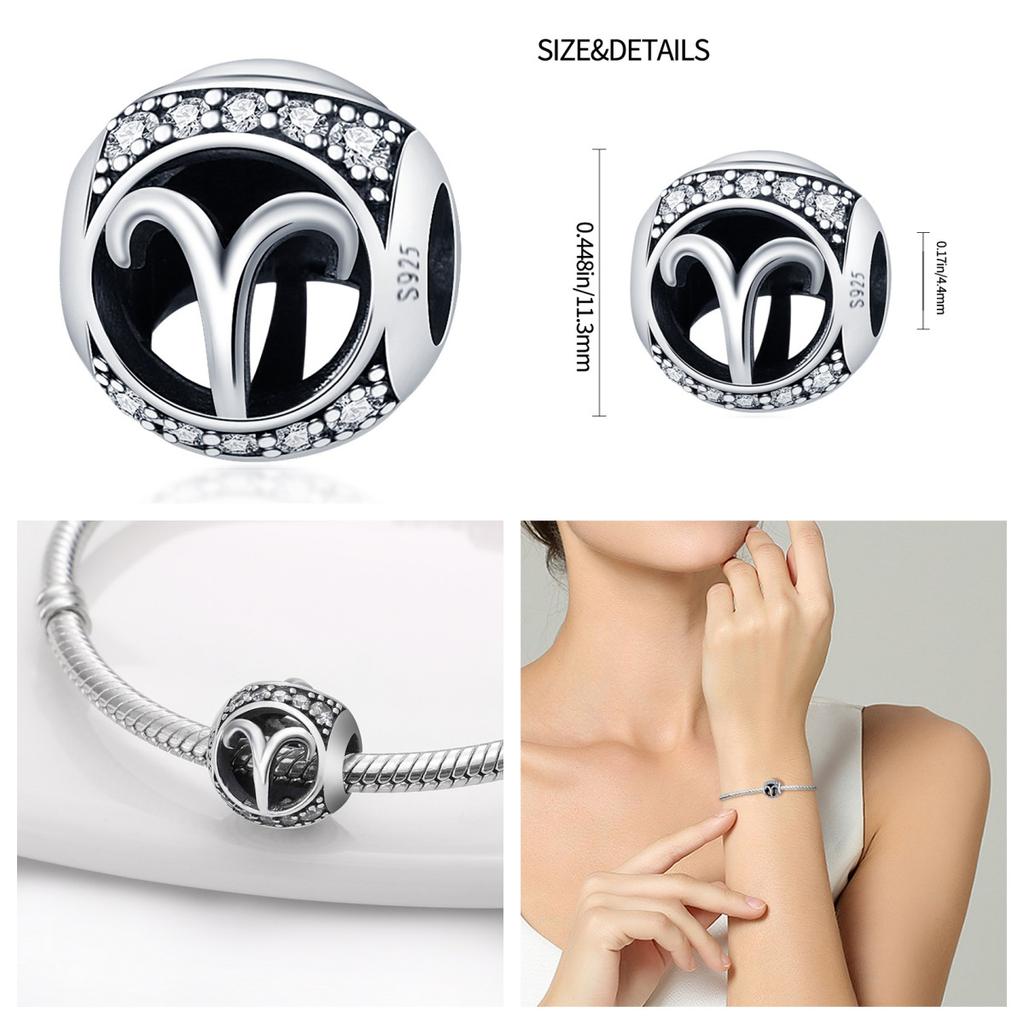 Fit Pan Copper Plate Original Bracelet Twelve Constellations Series Charm For Women Jewelry Diy Beads New Items