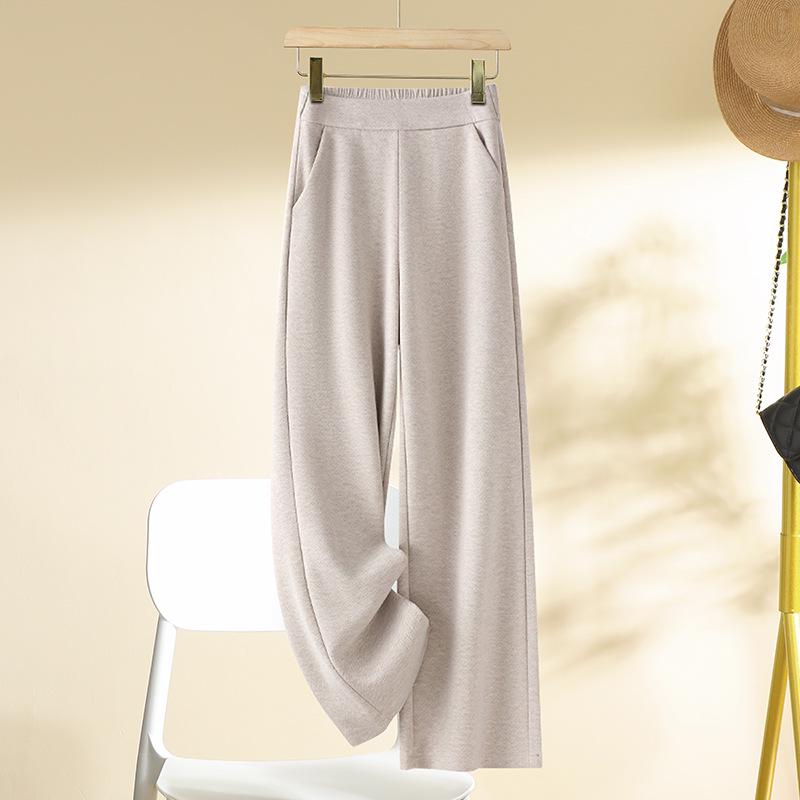 

Women s High-Waisted Apricot Wool Wide-Leg Pants - Autumn/Winter 2024 Collection 27