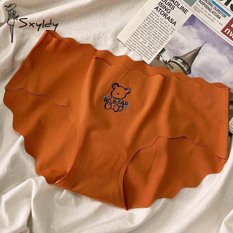 Thin Bear Printed Ice Silk No Trace Panties Breathable Women's Panties