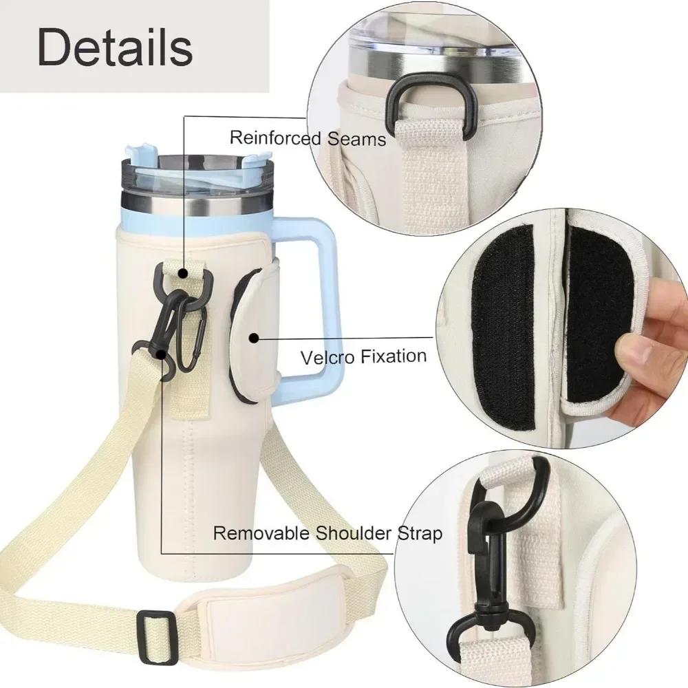 Bottle Carrier Bag for Stanley 40oz with Adjustable Shoulder Strap Water Bottle Holder Pouch for Stanley Quencher Cup Sleeve