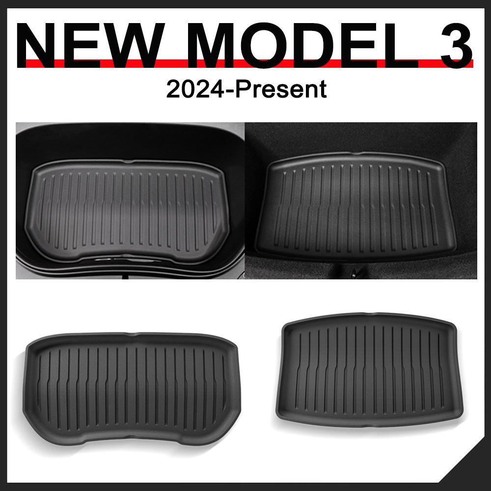 For Tesla Model 3 Highland 2024-2026 Front Rear Trunk Mats TPE Lower Trunk Storage Protective Cover Cargo Liner Anti Dirty Pads