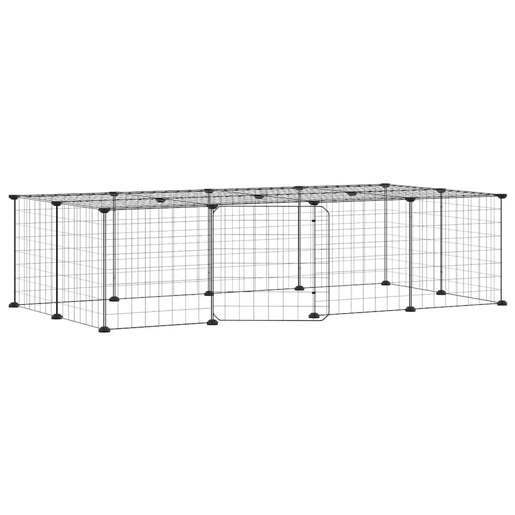 Vidaxl Pet Cage with Gate, 20 Panels, Black, 35X35 Cm, Steel
