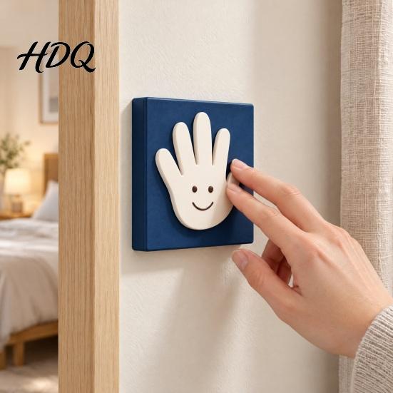 Cute Palm Light Switch Guard 3D Printed High Five Plate Covers Decorative Bedroom Wall Decoration Cover Plate Creative Outlet Covers Faceplate