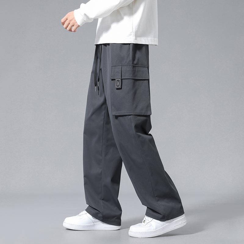 Straight-leg Overalls for Boys Spring Autumn Thin Trendy Brand Loose Drapey Casual Trousers