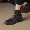 Krazing Pot Sheepskin Round Toe Thick Heels Chelsea Boots Size 42 High Quality Women Keep Warm Ankle Boots