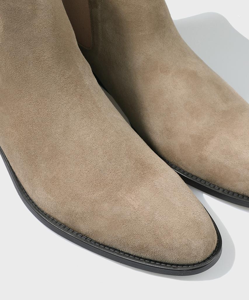 Firenze Atelier Slimline Black Sole Suede Chelsea Boots 3332-Qs [Ash Beige]