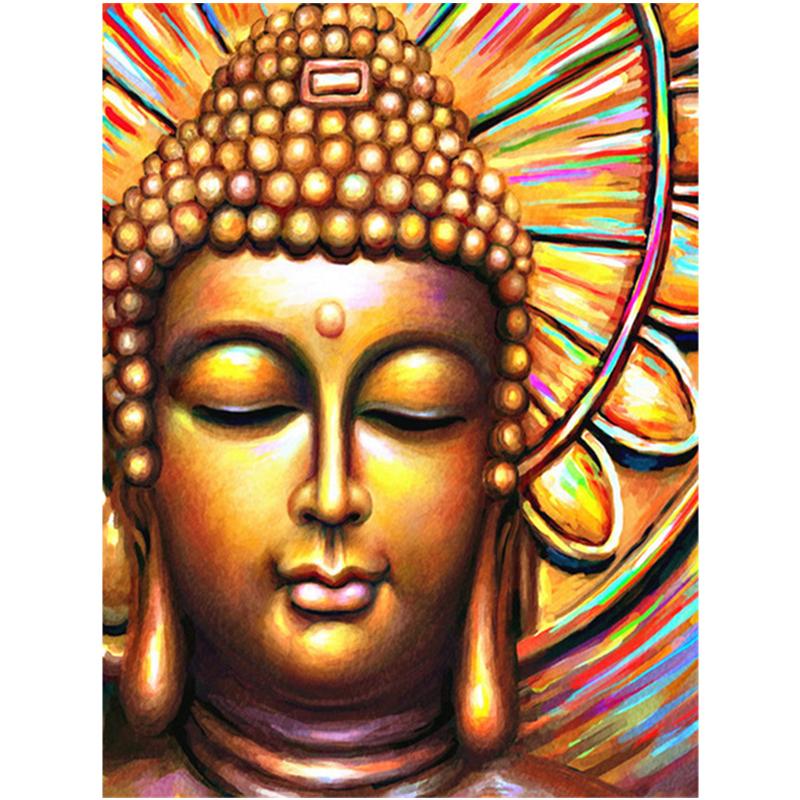 5D-Diamantgemälde zum Selbermachen, religiöser Buddha, voller Bohrer, runder Diamant, Stickerei, Mosaik, Kunstbild, Heimdekoration